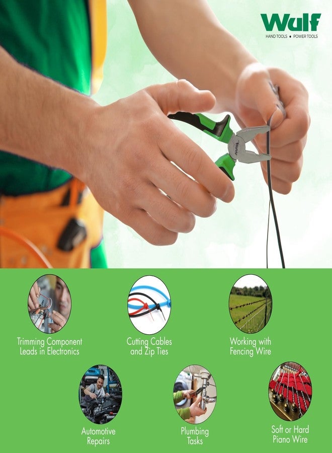 WULF 8 Inch Combination Cutting Plier | Heavy Duty Wire Cutter & Grip Tool | Anti-Rust Steel Construction with Shockproof Ergonomic Handle | Ideal for Electrical, Industrial & Plumbing Work - Image 4